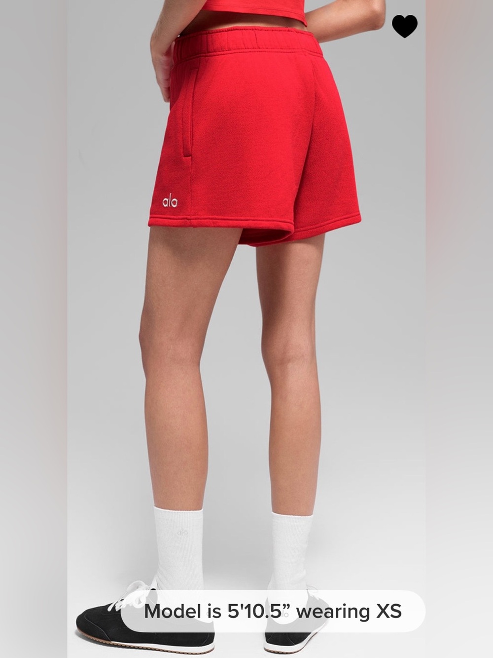 ALO Yoga Accolade NWT Relax Fit Bright Red Fleece Shorts Size L - Picture 2 of 8